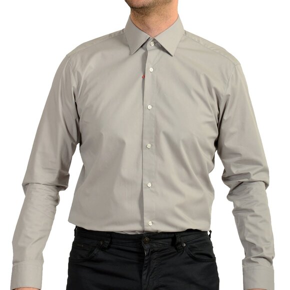 Hugo Boss Men's "Valerio" Modern Fit Gray Long Sleeve Dress Shirt US 15.5 IT 39 - Picture 4 of 9
